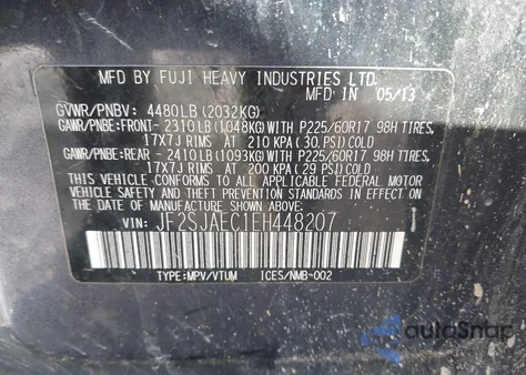 2014 Subaru Forester 2.5I Premium z USA, uszkodzony, nr VIN JF2SJAEC1EH448207